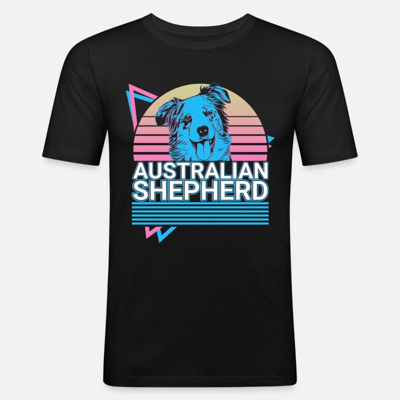 Australian Shepherd Retro - Men's Slim Fit T-Shirt - black