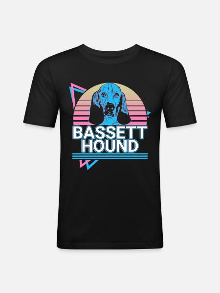 Basset Hound Retro - Men's Slim Fit T-Shirt - black