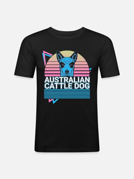 Australian Cattle Dog Retro - Men's Slim Fit T-Shirt - black