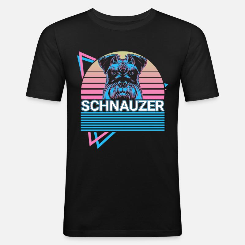 Schnauzer Retro - Männer Slim Fit T-Shirt - Schwarz