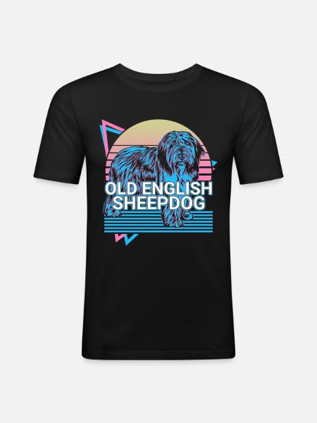 Old English Sheepdog Retro - Men's Slim Fit T-Shirt - black
