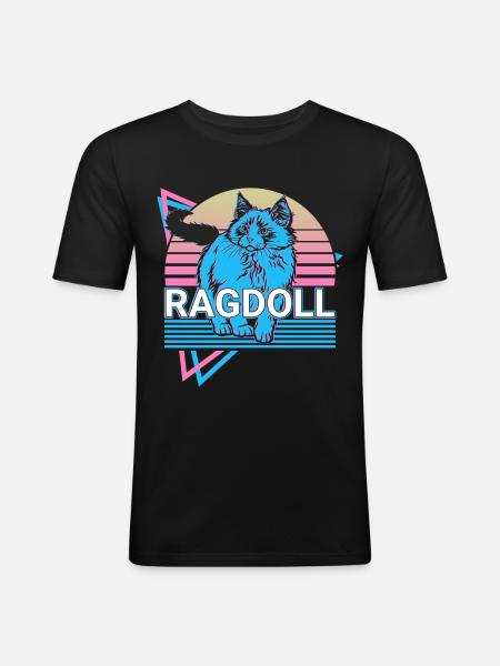 Ragdoll Cat Retro - Men's Slim Fit T-Shirt - black