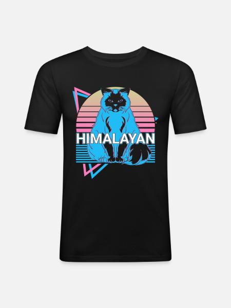Himalayan Cat Retro - Men's Slim Fit T-Shirt - black