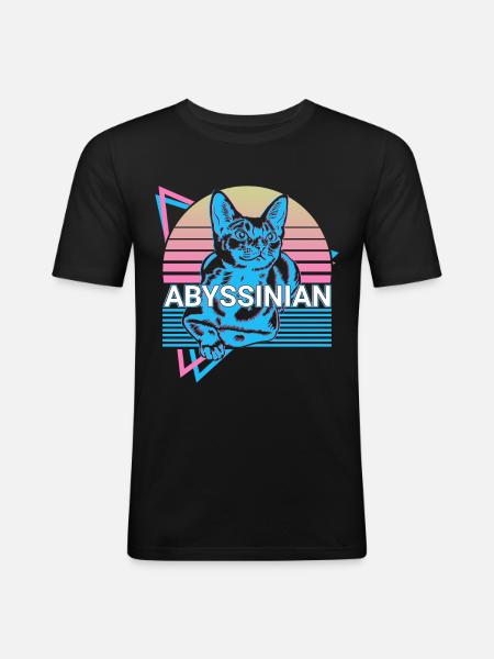 Abyssinian Cat Retro - Men's Slim Fit T-Shirt - black