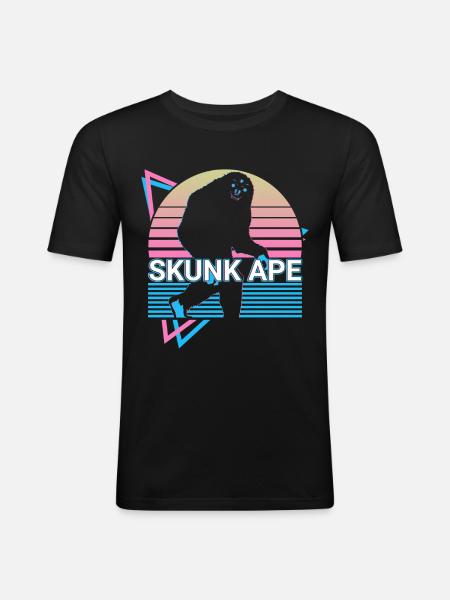 Skunk Monkey Cryptid Cryptozoology Retro - Men's Slim Fit T-Shirt - black