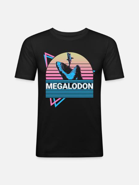 Requin mégalodon - T-shirt près du corps Homme - noir
