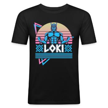 Loki Nordischer Gott Asgard Nordische Mythologie R - Männer Slim Fit T-Shirt - Schwarz - Vorne - Nik (191cm)