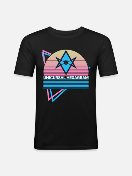 Unicursal Hexagram Zespuntige ster Thelema Sy - Mannen slim fit T-shirt - zwart