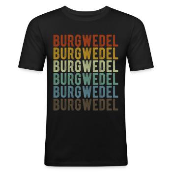 Burgwedel Stadt Retro Vintage - Männer Slim Fit T-Shirt - Schwarz - Vorne - Nik (191cm)