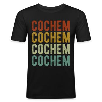 Cochem Stadt Retro Vintage - Männer Slim Fit T-Shirt - Schwarz - Vorne - Nik (191cm)