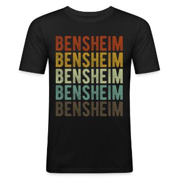Bensheim Stadt Retro Vintage - Männer Slim Fit T-Shirt - Schwarz - Vorne - Nik (191cm)