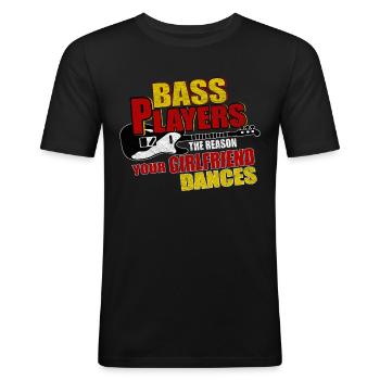Basser Bass - Männer Slim Fit T-Shirt - Schwarz - Vorne - Nik (191cm)