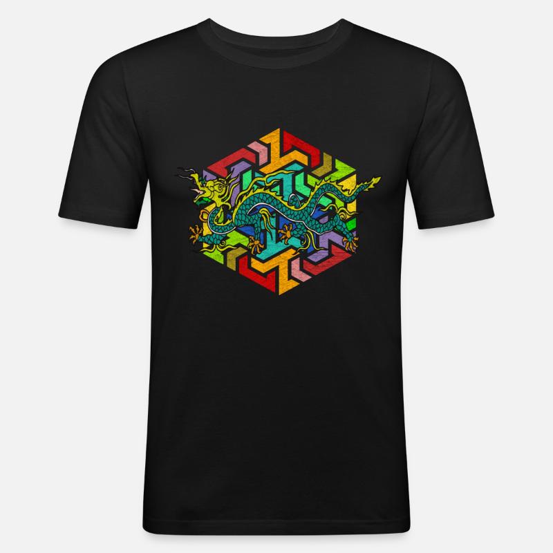 Drachen - Männer Slim Fit T-Shirt - Schwarz