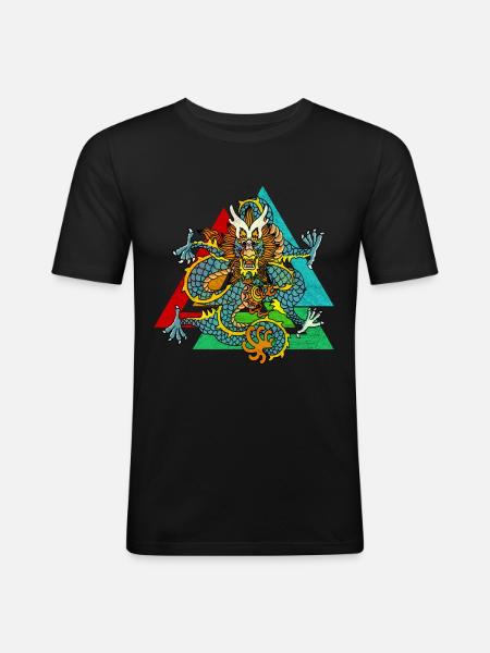 Märchen Drache chinesisch - Männer Slim Fit T-Shirt - Schwarz