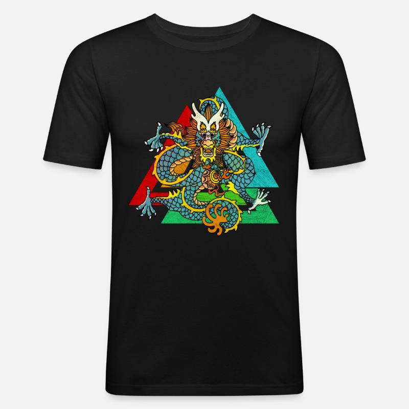 Märchen Drache chinesisch - Männer Slim Fit T-Shirt - Schwarz
