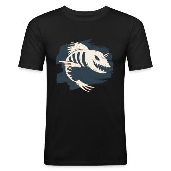 Poisson squelette monstre halloween horreur effrayant - T-shirt près du corps Homme - noir - Devant - Nik (191cm)