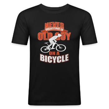 Bicycle Cycling Biking - Men's Slim Fit T-Shirt - black - Front - Nik (191cm)
