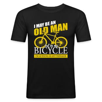 cykel - Herre Slim Fit T-Shirt - sort - Foran - Nik (191cm)