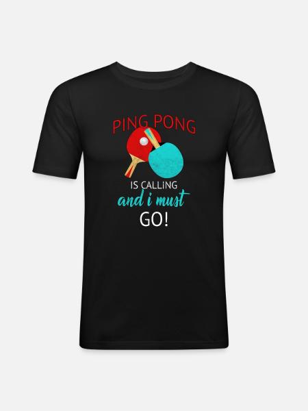 Ping-Pong - Männer Slim Fit T-Shirt - Schwarz