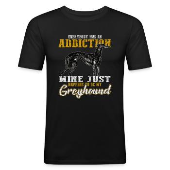 Windhund - Männer Slim Fit T-Shirt - Schwarz - Vorne - Nik (191cm)