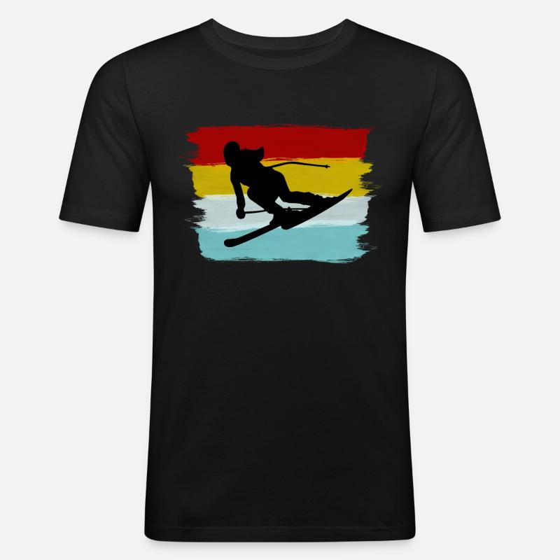 Ski - Männer Slim Fit T-Shirt - Schwarz