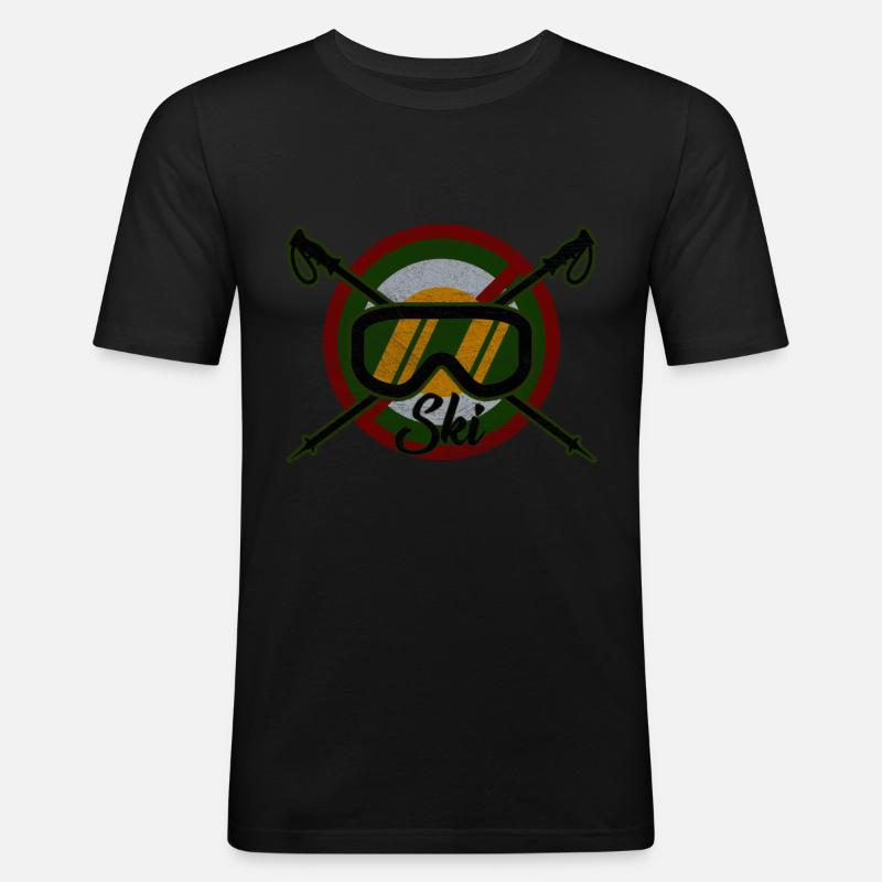 Ski - Männer Slim Fit T-Shirt - Schwarz
