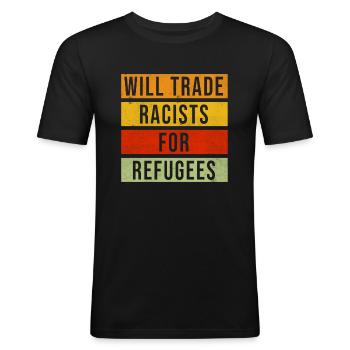 Antifa socialisme antifasciste et antiraciste - T-shirt près du corps Homme - noir - Devant - Nik (191cm)