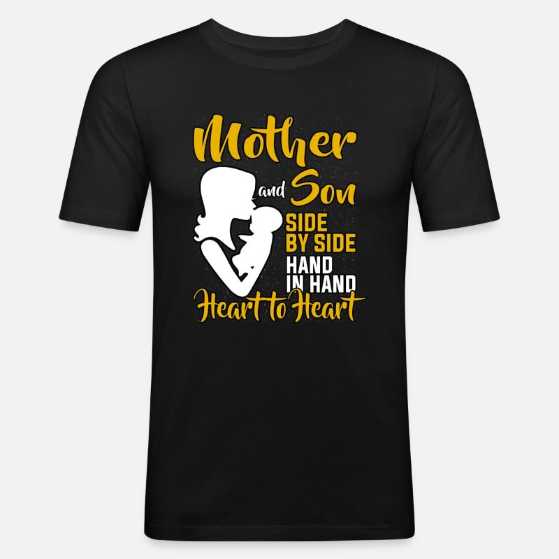 Mama Mutterliebe Sohn - Männer Slim Fit T-Shirt - Schwarz