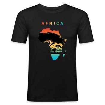 Afrika - Männer Slim Fit T-Shirt - Schwarz - Vorne - Nik (191cm)