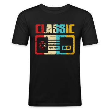 Gamer Retrogaming Gaming - Men's Slim Fit T-Shirt - black - Front - Nik (191cm)