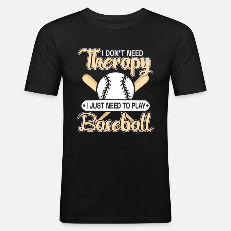 Baseball - Männer Slim Fit T-Shirt - Schwarz