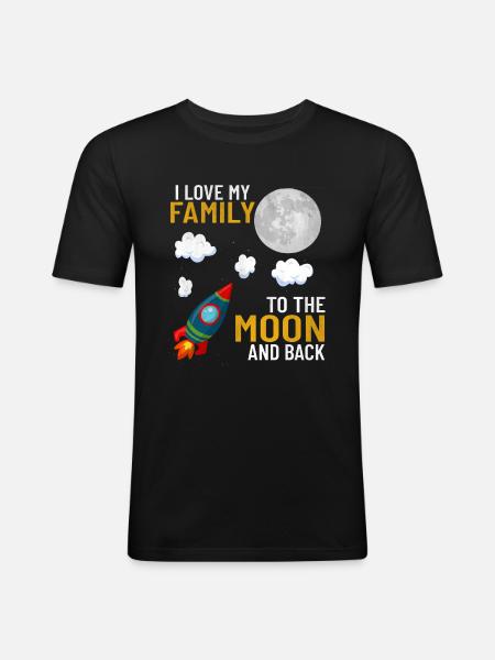 J'aime ma famille valeurs familiales mère papa - T-shirt près du corps Homme - noir