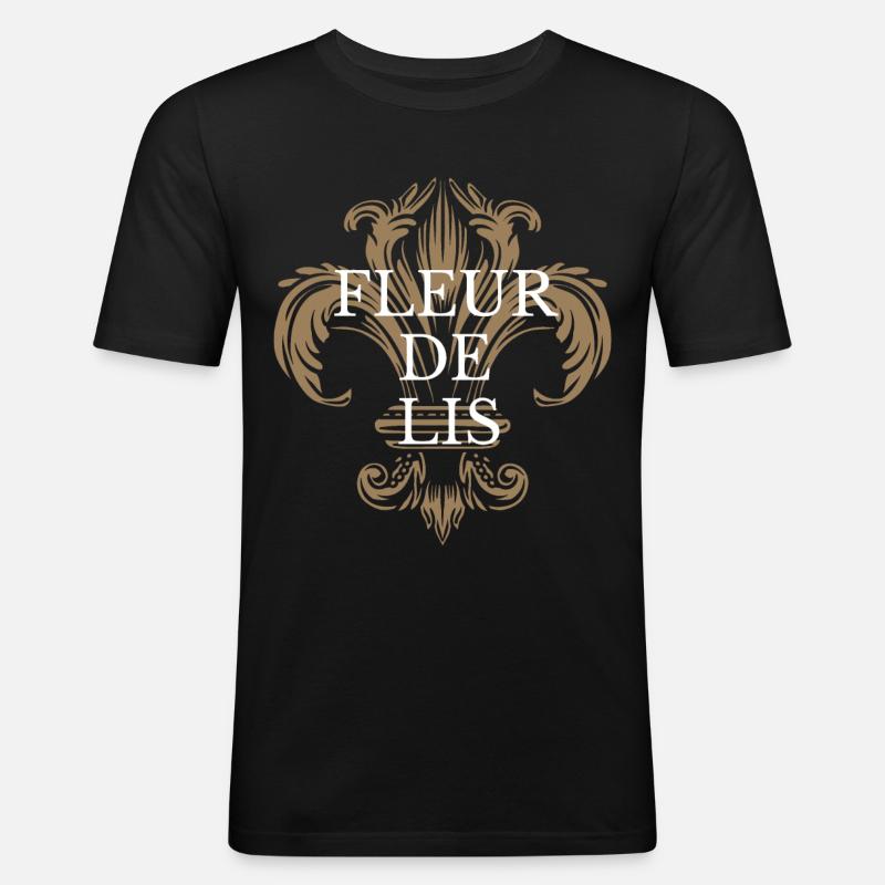 Fleur de Lis - Männer Slim Fit T-Shirt - Schwarz