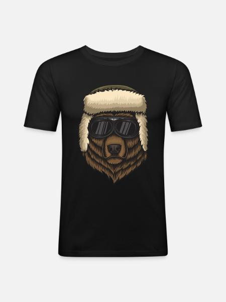Bear with sunglasses - Men's Slim Fit T-Shirt - black