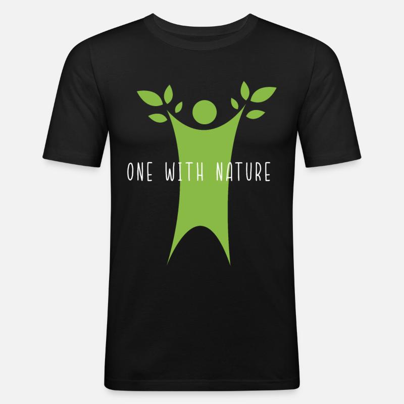 Eins mit der Natur - Männer Slim Fit T-Shirt - Schwarz