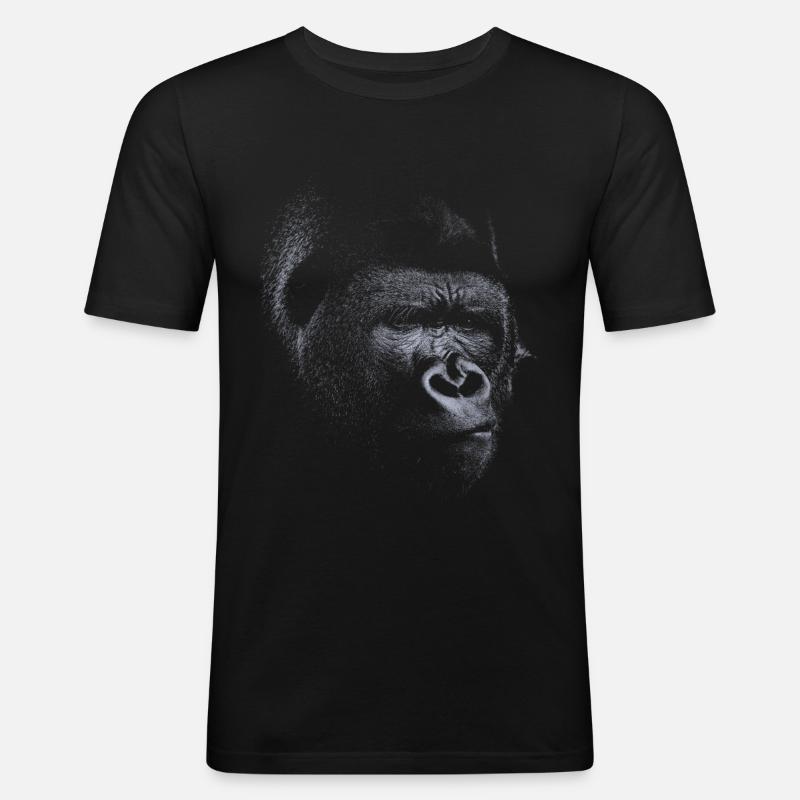 Grauer Gorilla - Männer Slim Fit T-Shirt - Schwarz