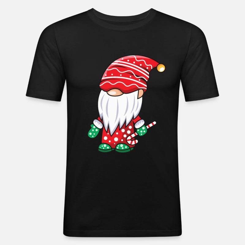 Gnom mit Zuckerstange - Männer Slim Fit T-Shirt - Schwarz