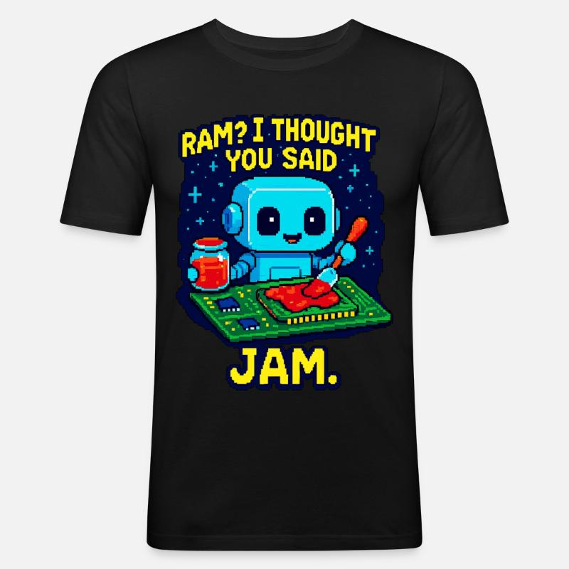 RAM oder Marmelade? - Männer Slim Fit T-Shirt - Schwarz