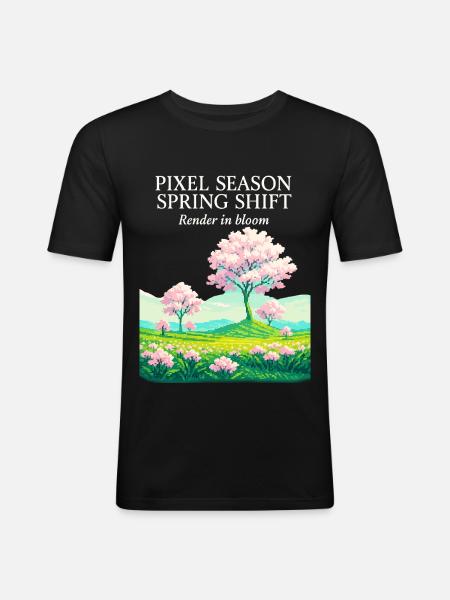 Pixel Season: Spring Shift - Men's Slim Fit T-Shirt - black
