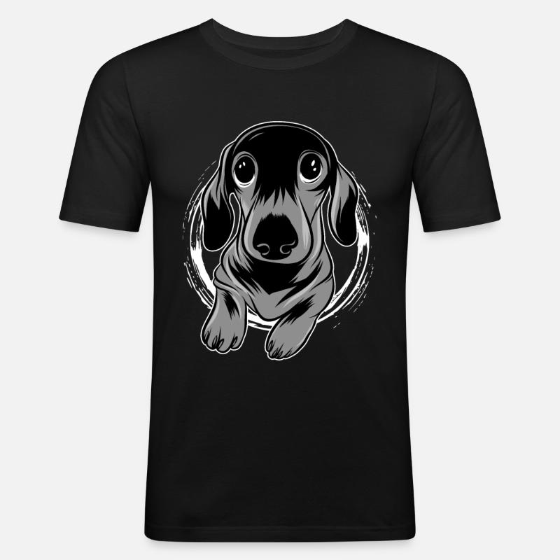 Dackel Dachshund - Männer Slim Fit T-Shirt - Schwarz