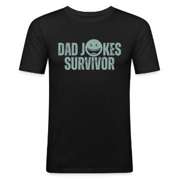 Dad Jokes Survivor - Men's Slim Fit T-Shirt - black - Front - Nik (191cm)