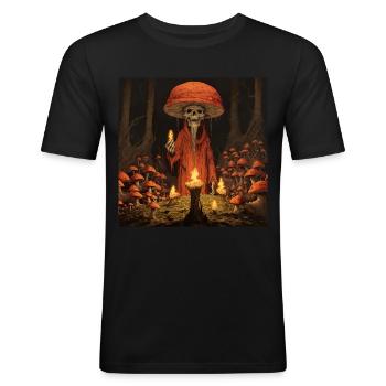 Satanic Mushroom - Men's Slim Fit T-Shirt - black - Front - Nik (191cm)