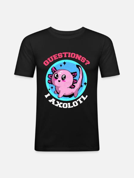 Axolotl - Männer Slim Fit T-Shirt - Schwarz