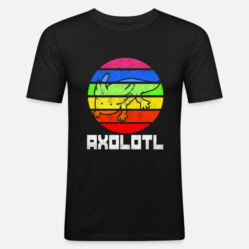 Axolotl - Männer Slim Fit T-Shirt - Schwarz