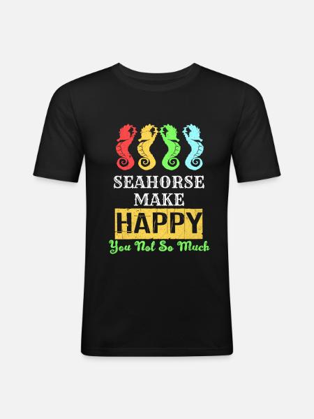 Seepferd - Männer Slim Fit T-Shirt - Schwarz