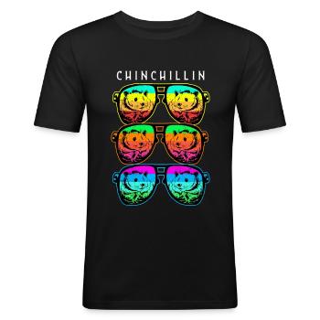 Chinchilla - Männer Slim Fit T-Shirt - Schwarz - Vorne - Nik (191cm)