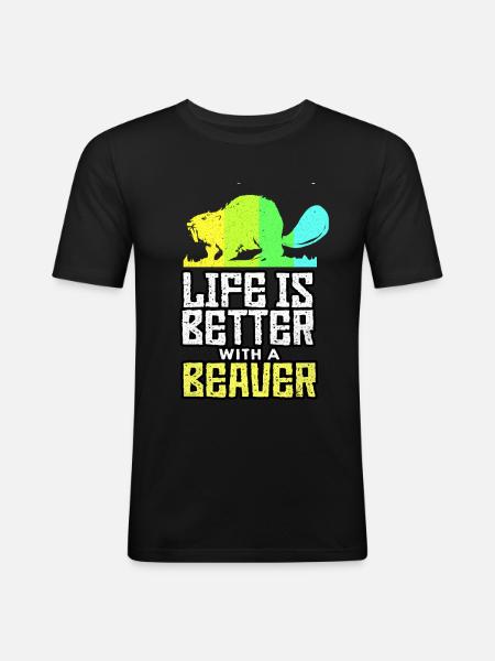 Beaver - Men's Slim Fit T-Shirt - black
