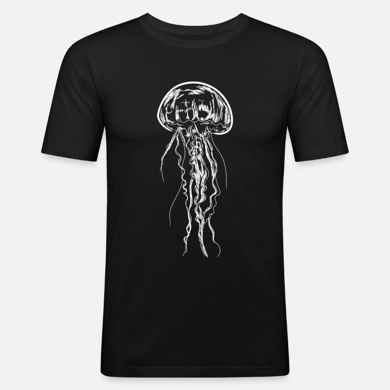 Quallen-Kunst-Illustrations-Medusen-Geschenk - Männer Slim Fit T-Shirt - Schwarz