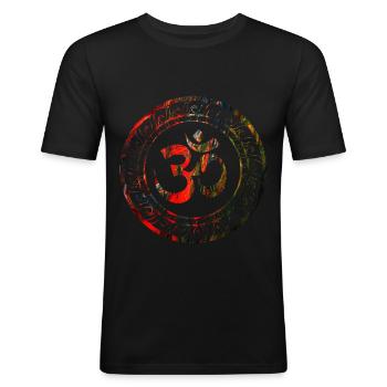 Om Ohm Aum Symbol Yoga spirituel cadeau - T-shirt près du corps Homme - noir - Devant - Nik (191cm)