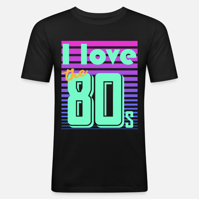 neon retro - Männer Slim Fit T-Shirt - Schwarz